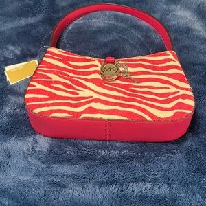 MICHAEL Michael Kors Hot pink & white Zebra Print Shoulder Bag